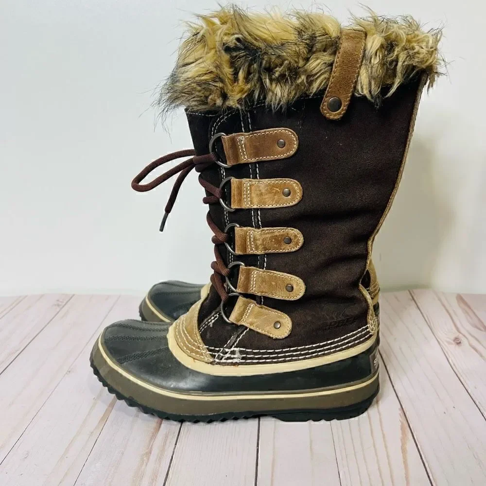 Sorel Joan of Arctic Brown Suede Fur Lined Winter Boots